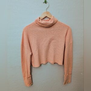 Cozy Peach Thin Turtleneck Sweater